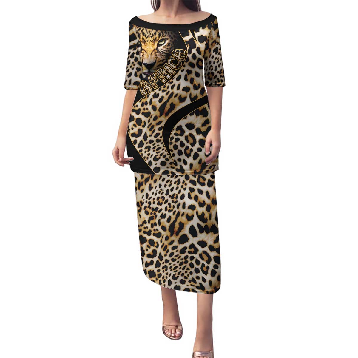 Africa Leopard Skin Pattern Family Matching Puletasi and Hawaiian Shirt Version 01 - Wonder Print Shop