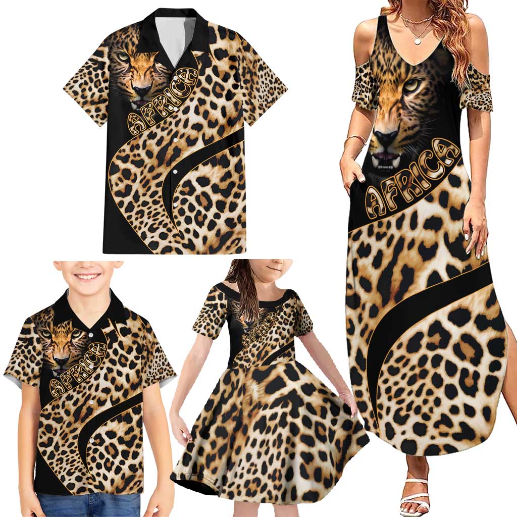 Africa Leopard Skin Pattern Family Matching Summer Maxi Dress and Hawaiian Shirt Version 01 - Wonder Print Shop