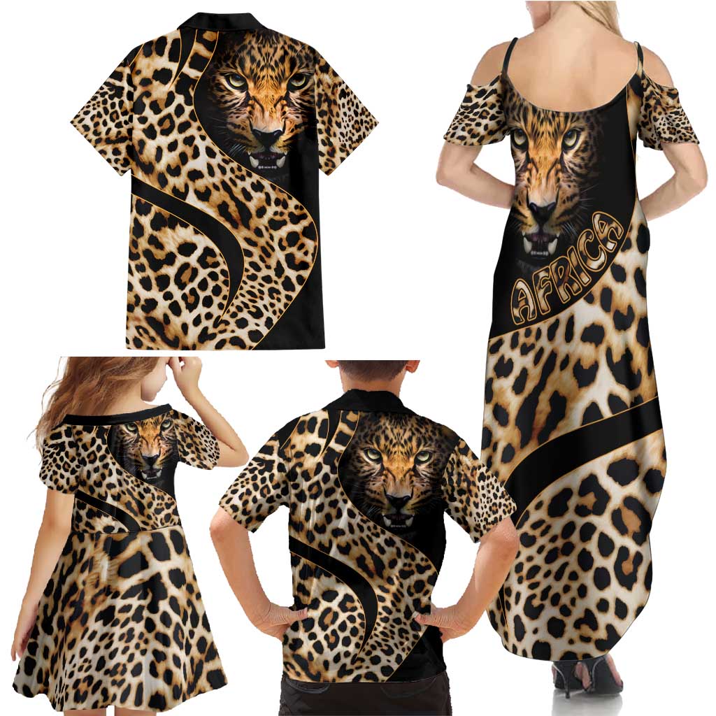Africa Leopard Skin Pattern Family Matching Summer Maxi Dress and Hawaiian Shirt Version 01 - Wonder Print Shop
