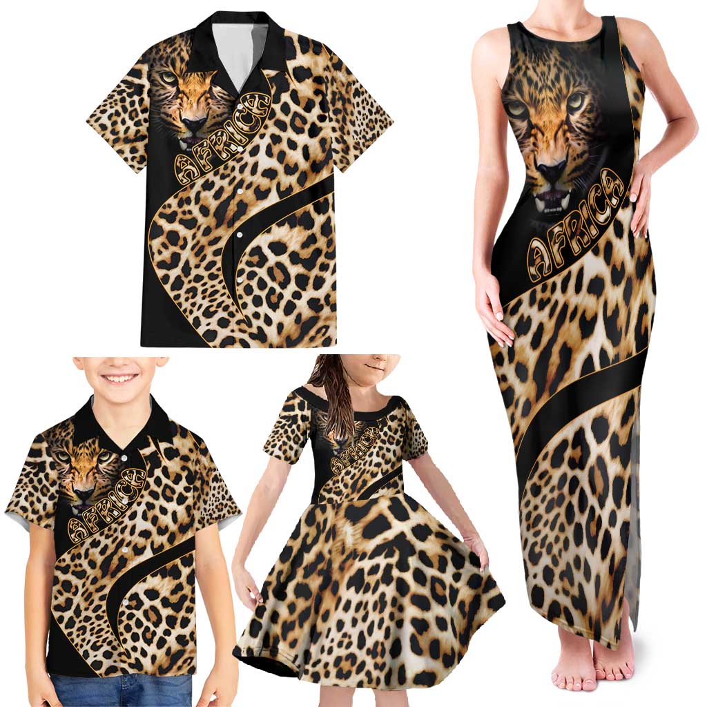 Africa Leopard Skin Pattern Family Matching Tank Maxi Dress and Hawaiian Shirt Version 01 - Wonder Print Shop