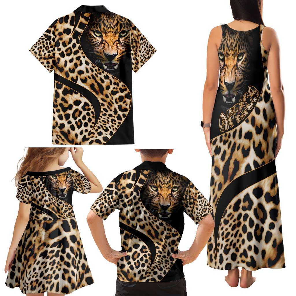 Africa Leopard Skin Pattern Family Matching Tank Maxi Dress and Hawaiian Shirt Version 01 - Wonder Print Shop
