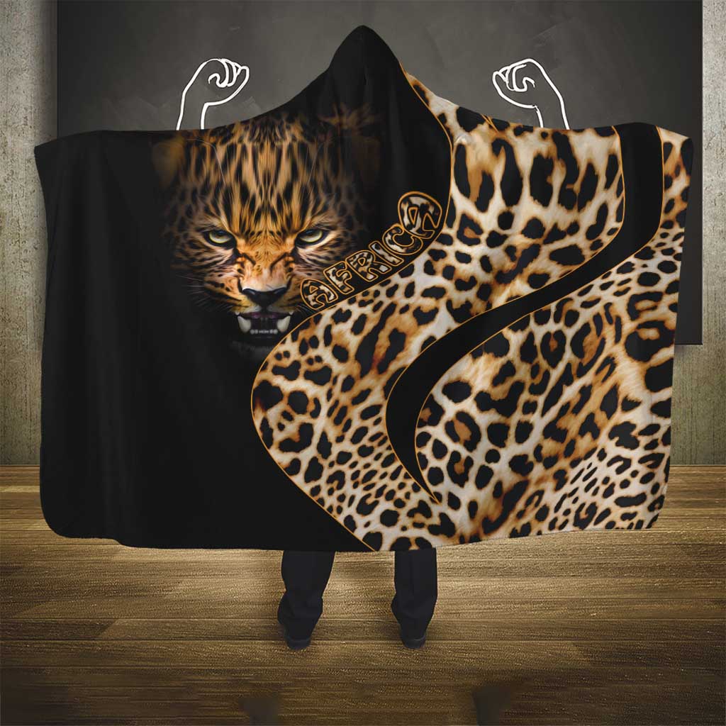 Africa Leopard Skin Pattern Hooded Blanket Version 01