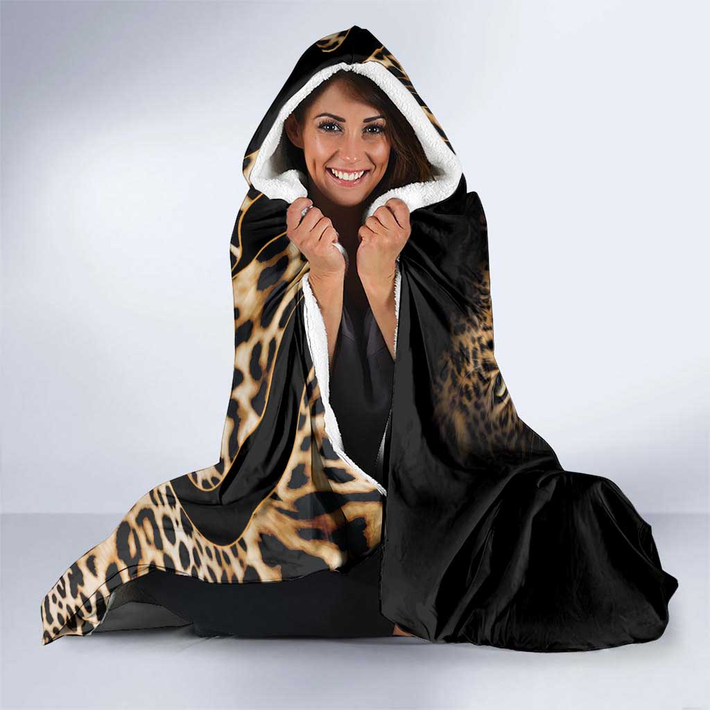 Africa Leopard Skin Pattern Hooded Blanket Version 01
