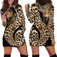 Africa Leopard Skin Pattern Hoodie Dress Version 01 - Wonder Print Shop