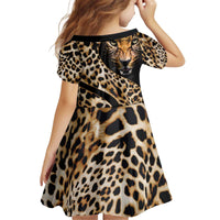 Africa Leopard Skin Pattern Kid Short Sleeve Dress Version 01 - Wonder Print Shop