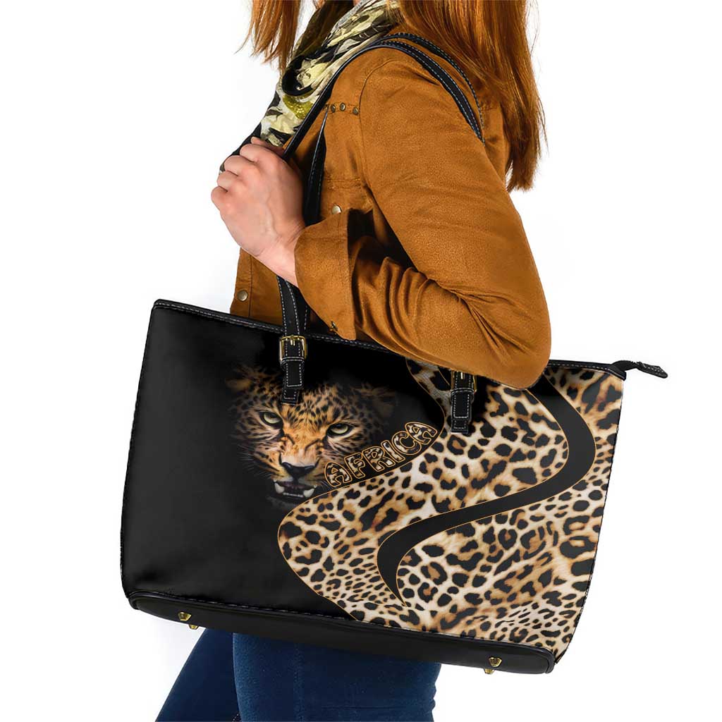 Africa Leopard Skin Pattern Leather Tote Bag Version 01 - Wonder Print Shop