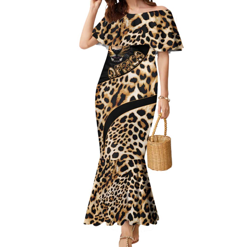 Africa Leopard Skin Pattern Mermaid Dress Version 01 - Wonder Print Shop