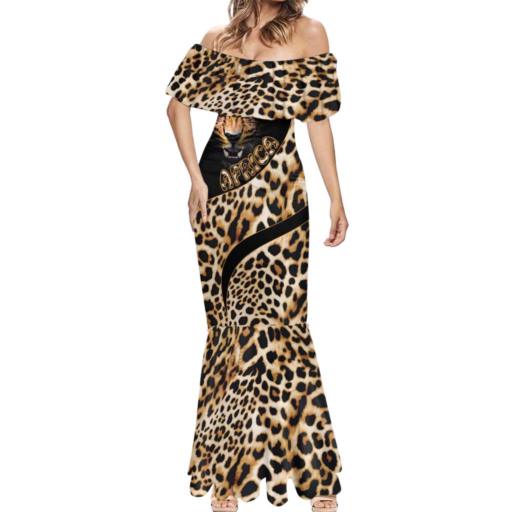 Africa Leopard Skin Pattern Mermaid Dress Version 01 - Wonder Print Shop