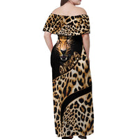 Africa Leopard Skin Pattern Off Shoulder Maxi Dress Version 01 - Wonder Print Shop