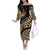 Africa Leopard Skin Pattern Off The Shoulder Long Sleeve Dress Version 01 - Wonder Print Shop