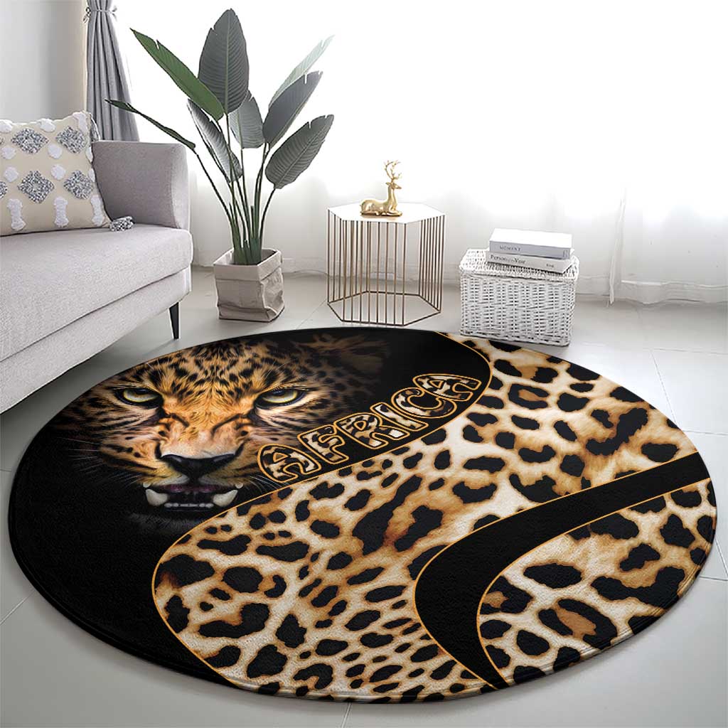 Africa Leopard Skin Pattern Round Carpet Version 01