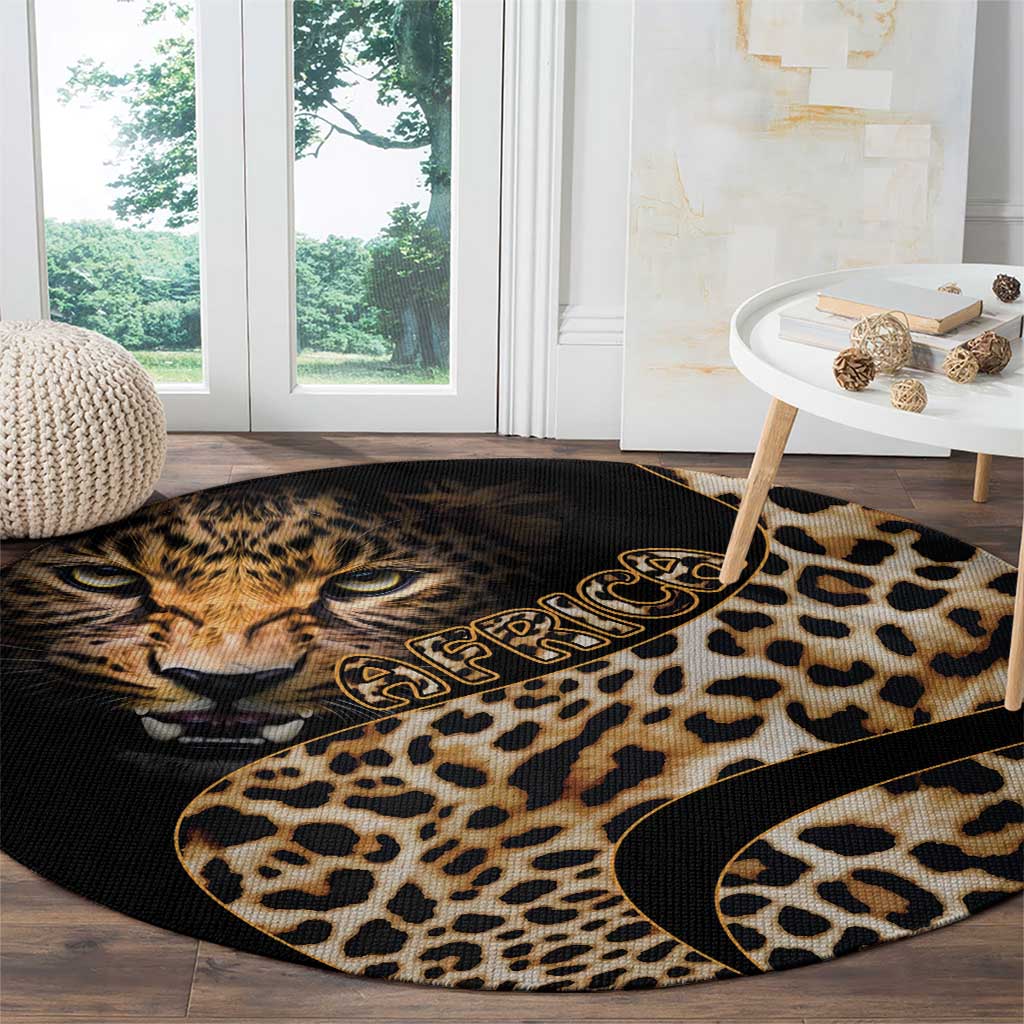 Africa Leopard Skin Pattern Round Carpet Version 01
