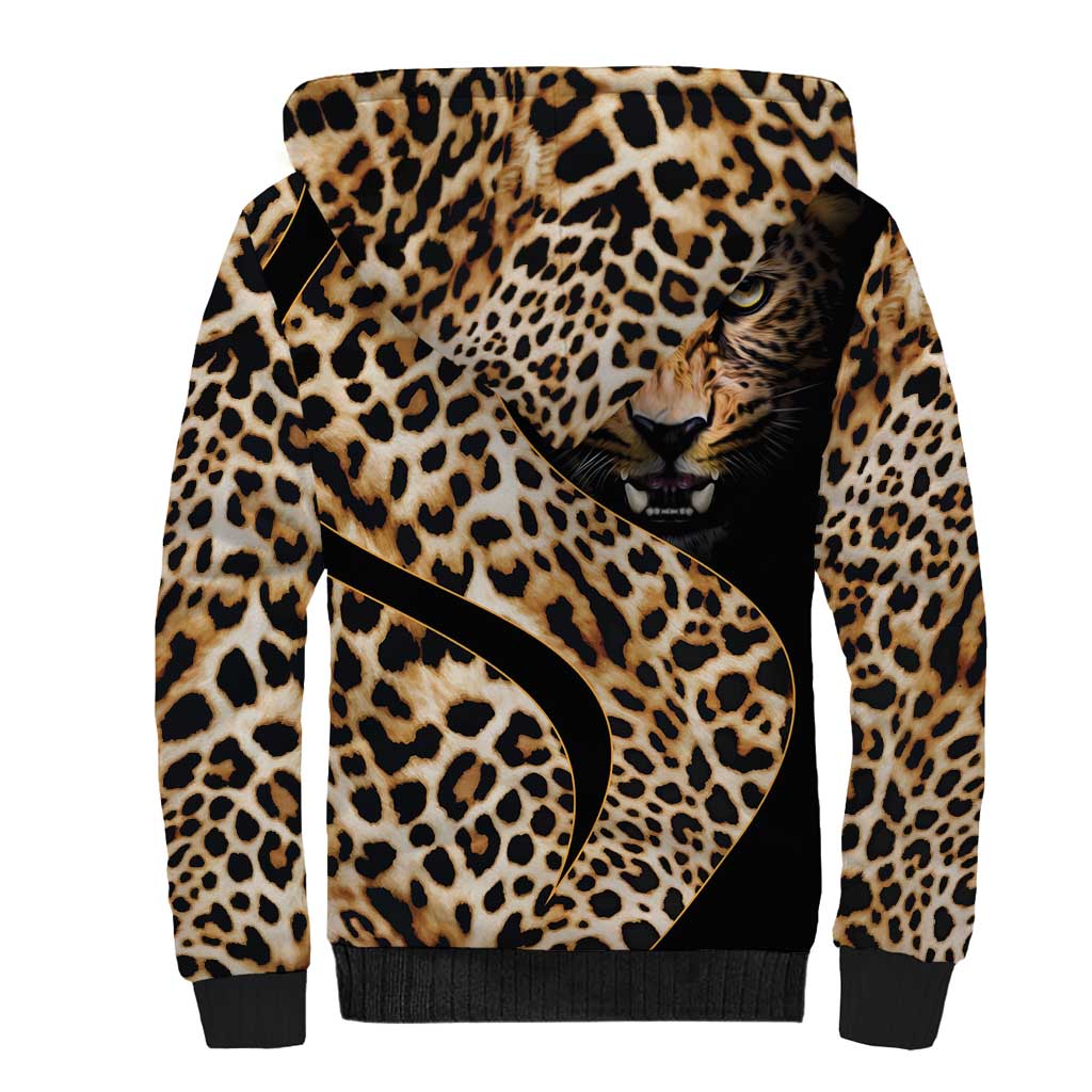 Africa Leopard Skin Pattern Sherpa Hoodie Version 01 - Wonder Print Shop