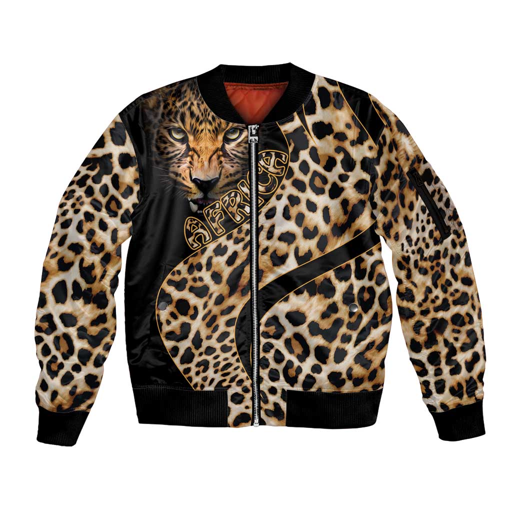 Africa Leopard Skin Pattern Sleeve Zip Bomber Jacket Version 01 - Wonder Print Shop