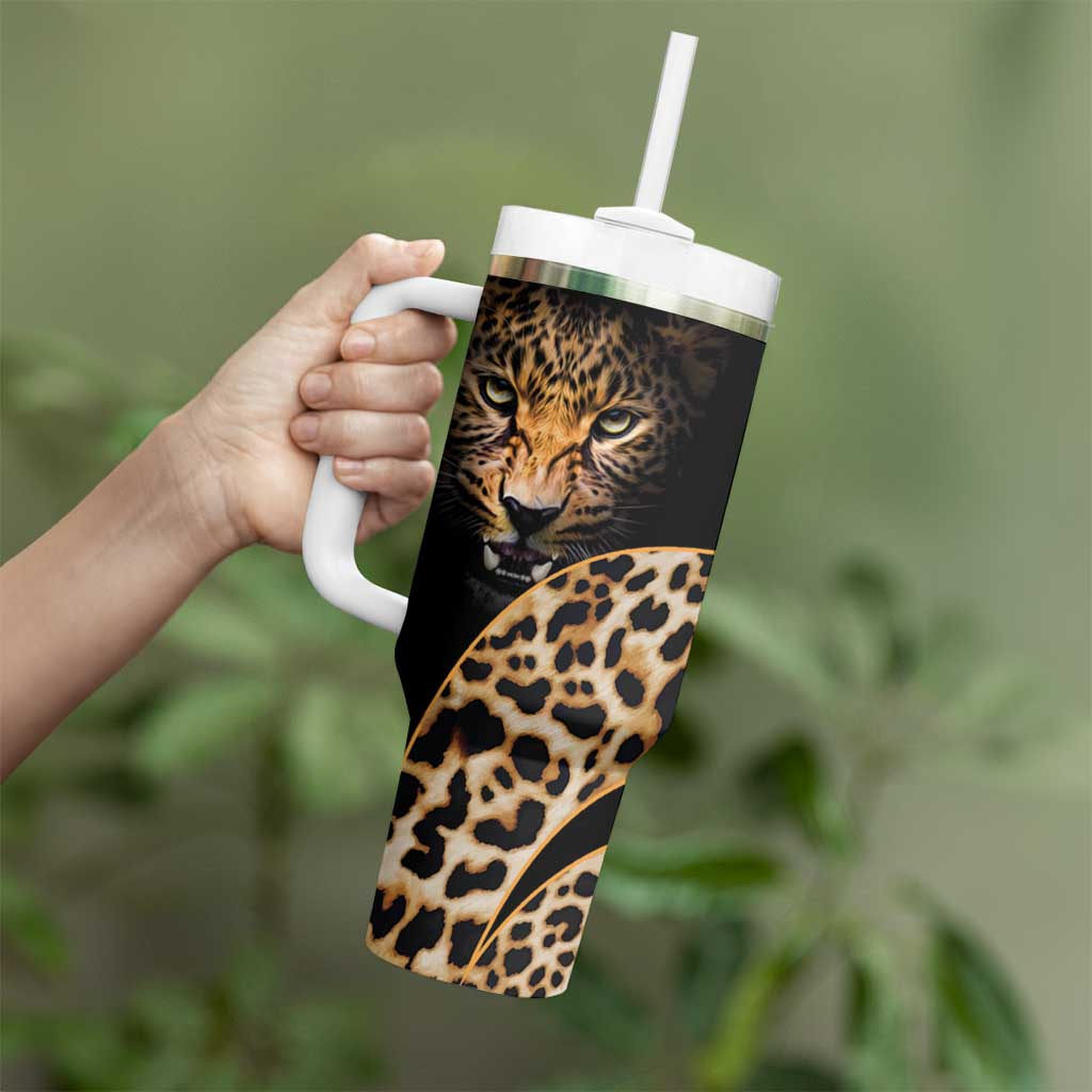 Africa Leopard Skin Pattern Tumbler With Handle Version 01 - Wonder Print Shop