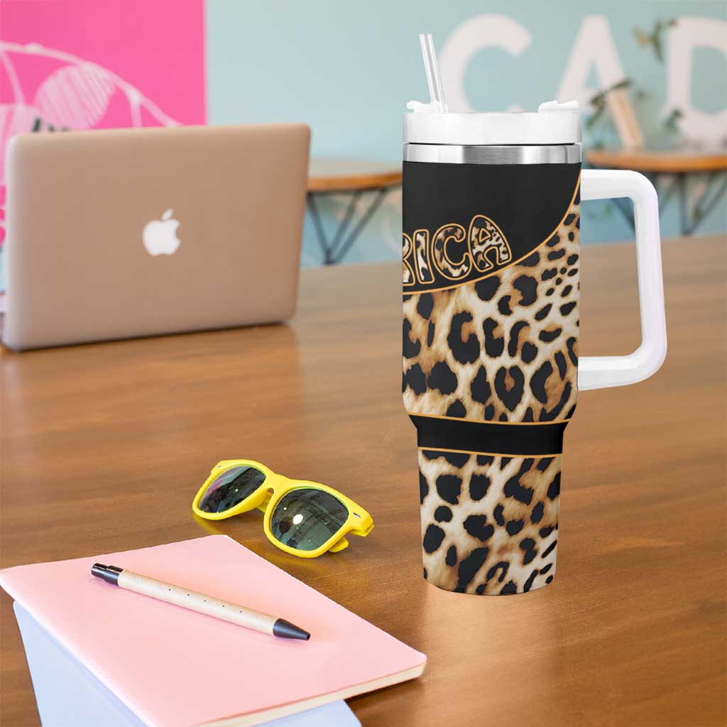 Africa Leopard Skin Pattern Tumbler With Handle Version 01 - Wonder Print Shop