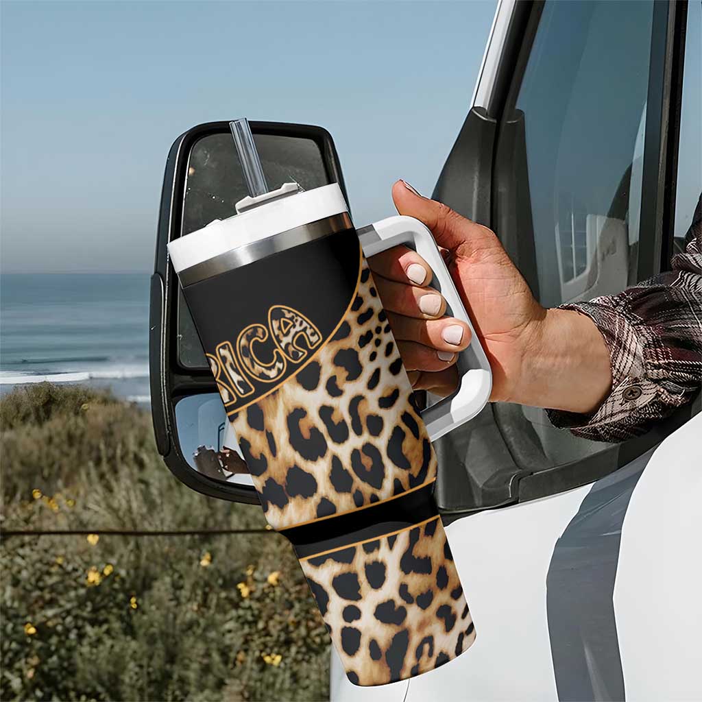 Africa Leopard Skin Pattern Tumbler With Handle Version 01 - Wonder Print Shop