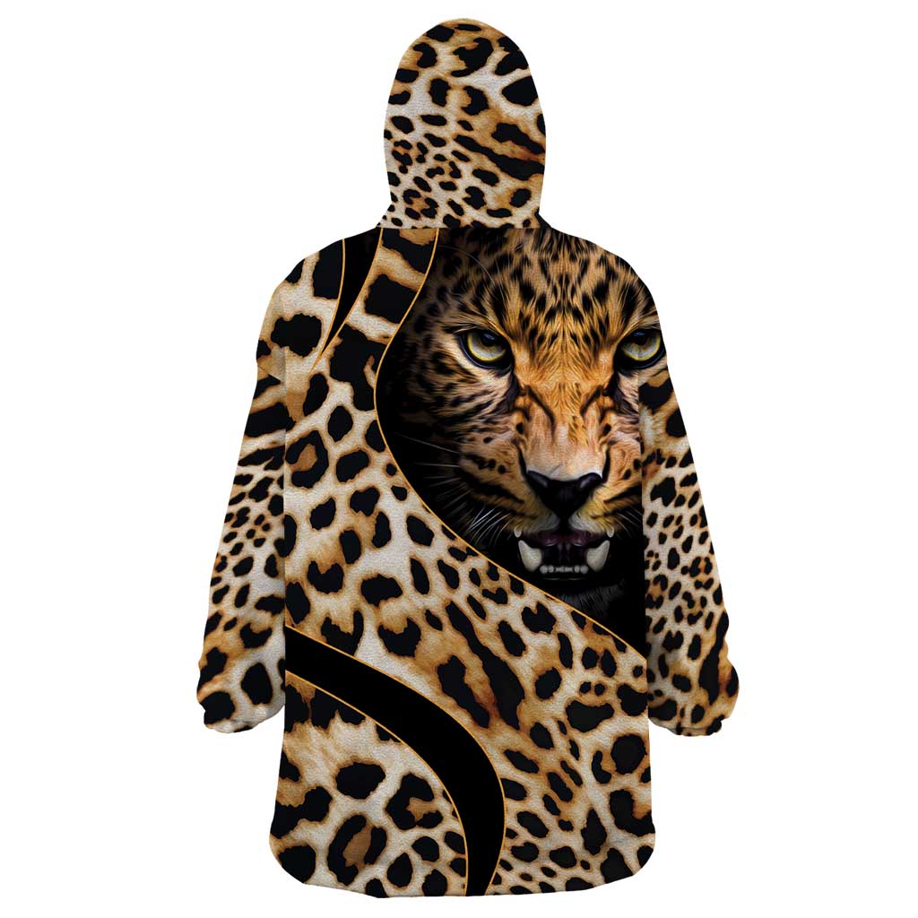 Africa Leopard Skin Pattern Wearable Blanket Hoodie Version 01 - Wonder Print Shop