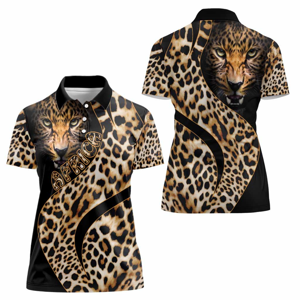 Africa Leopard Skin Pattern Women Polo Shirt Version 01 - Wonder Print Shop