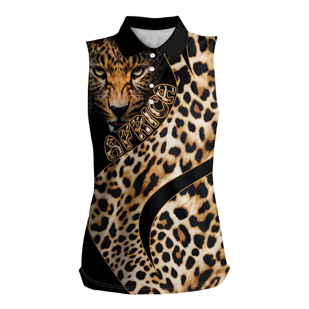 Africa Leopard Skin Pattern Women Sleeveless Polo Shirt Version 01 - Wonder Print Shop