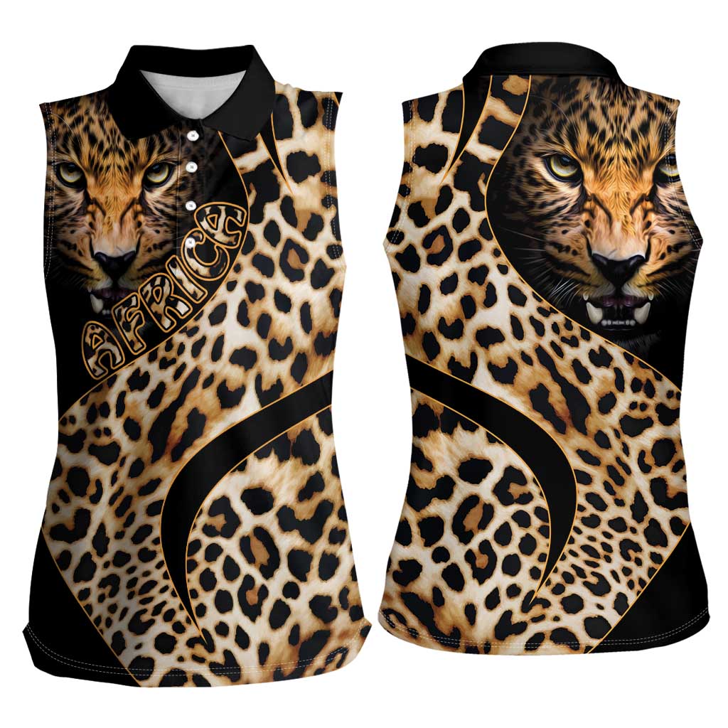 Africa Leopard Skin Pattern Women Sleeveless Polo Shirt Version 01 - Wonder Print Shop