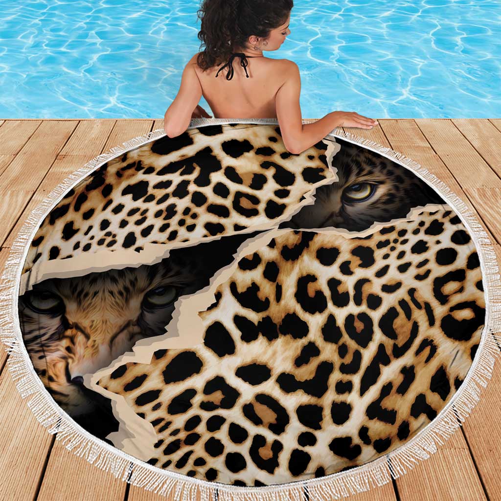 Africa Leopard Skin Pattern Beach Blanket Version 02 LT9 - Wonder Print Shop