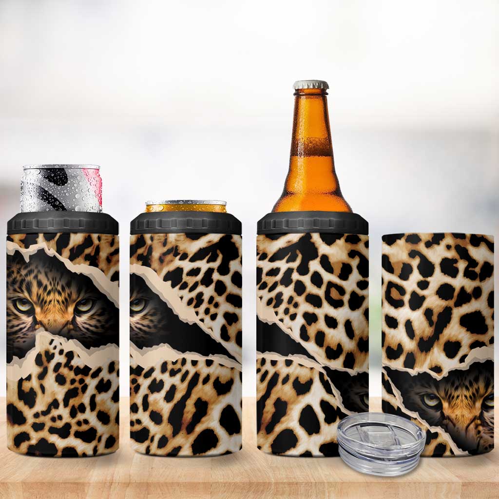 Africa Leopard Skin Pattern 4 in 1 Can Cooler Tumbler Version 02 LT9 - Wonder Print Shop