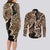Africa Leopard Skin Pattern Couples Matching Long Sleeve Bodycon Dress and Long Sleeve Button Shirt Version 02 LT9 - Wonder Print Shop