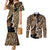Africa Leopard Skin Pattern Couples Matching Mermaid Dress and Long Sleeve Button Shirt Version 02