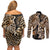 Africa Leopard Skin Pattern Couples Matching Off Shoulder Short Dress and Long Sleeve Button Shirt Version 02 LT9 - Wonder Print Shop