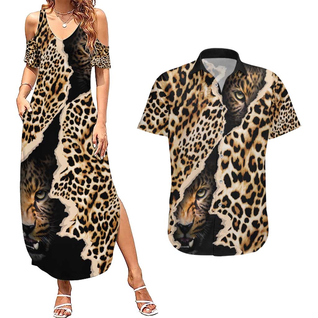 Africa Leopard Skin Pattern Couples Matching Summer Maxi Dress and Hawaiian Shirt Version 02 LT9 - Wonder Print Shop