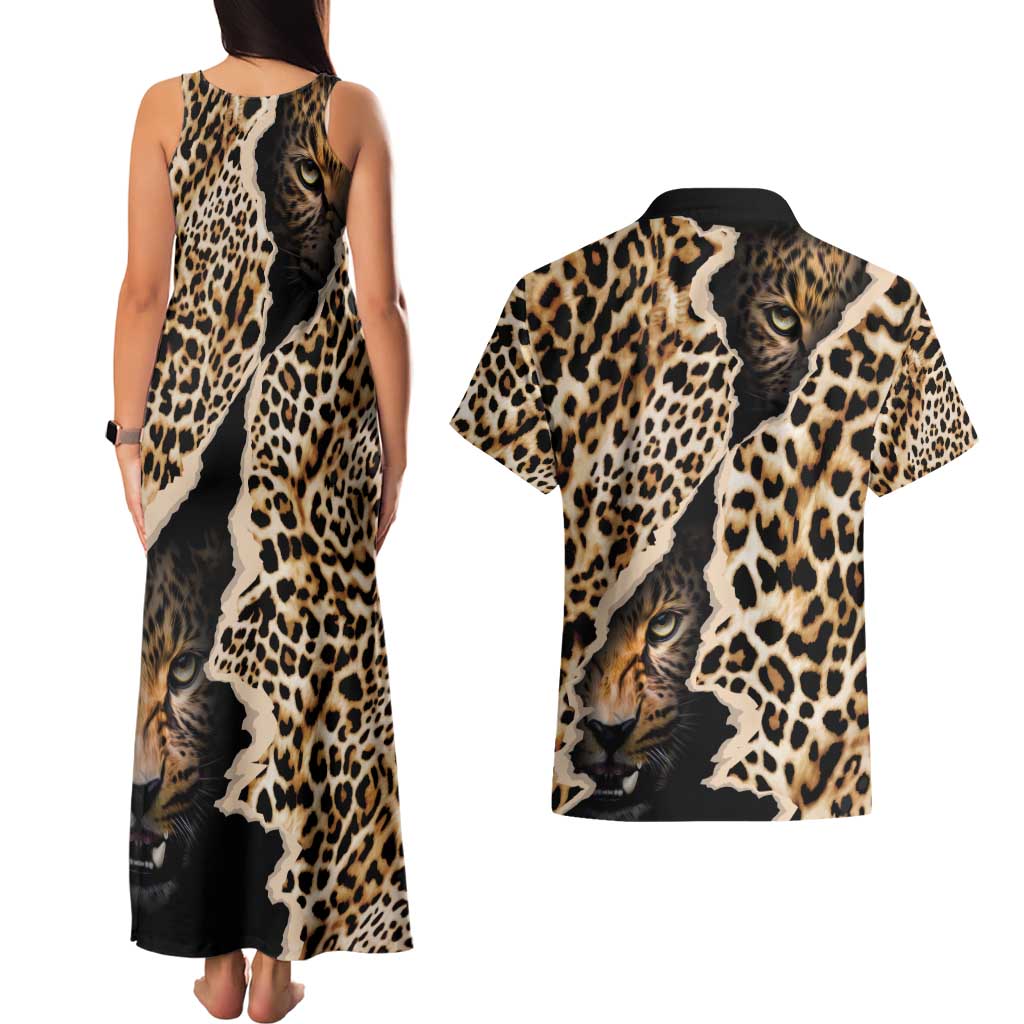 Africa Leopard Skin Pattern Couples Matching Tank Maxi Dress and Hawaiian Shirt Version 02 LT9 - Wonder Print Shop