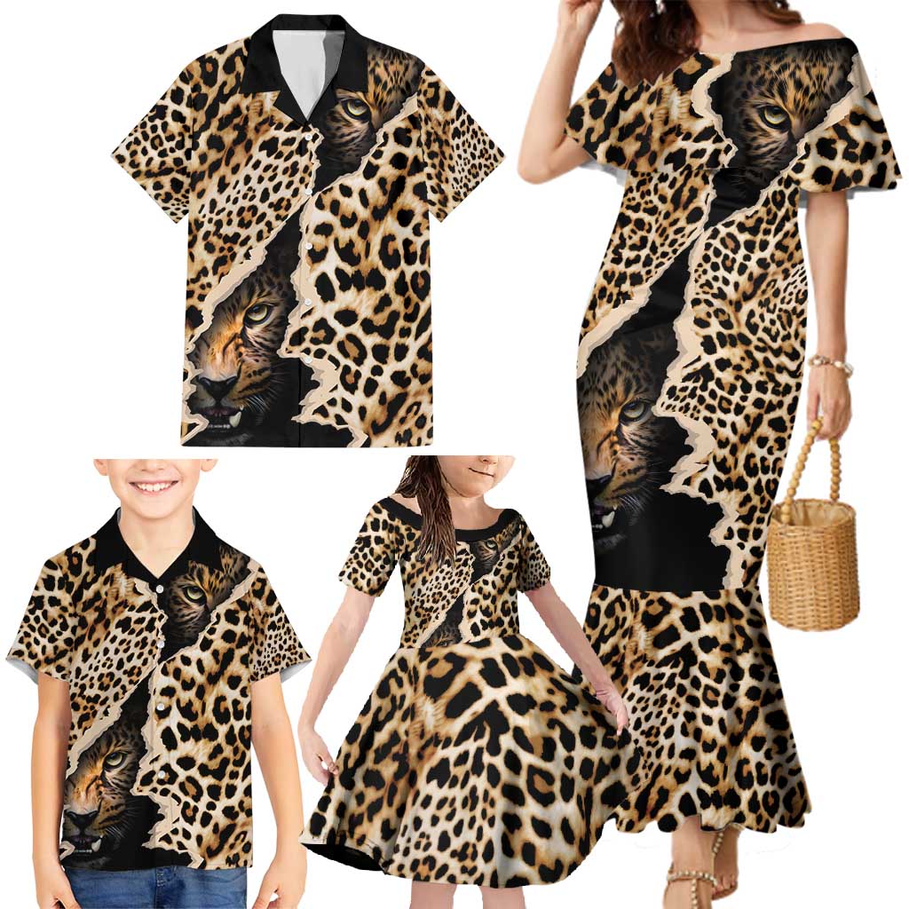 Africa Leopard Skin Pattern Family Matching Mermaid Dress and Hawaiian Shirt Version 02 LT9 - Wonder Print Shop