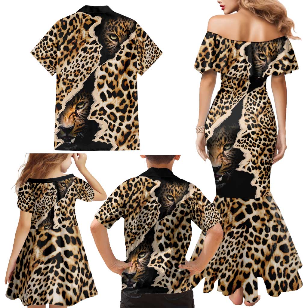 Africa Leopard Skin Pattern Family Matching Mermaid Dress and Hawaiian Shirt Version 02 LT9 - Wonder Print Shop