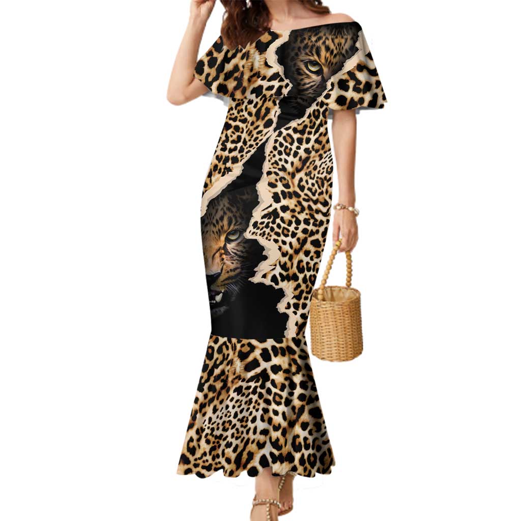 Africa Leopard Skin Pattern Family Matching Mermaid Dress and Hawaiian Shirt Version 02 LT9 - Wonder Print Shop