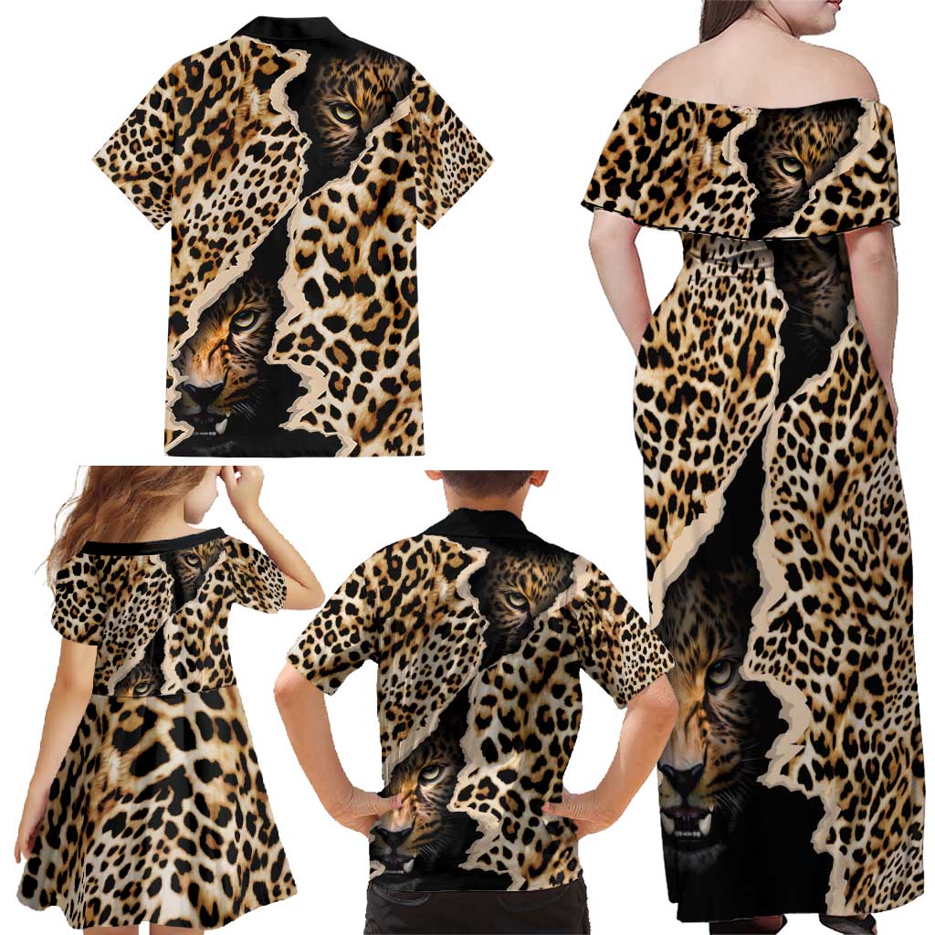 Africa Leopard Skin Pattern Family Matching Off Shoulder Maxi Dress and Hawaiian Shirt Version 02 LT9 - Wonder Print Shop
