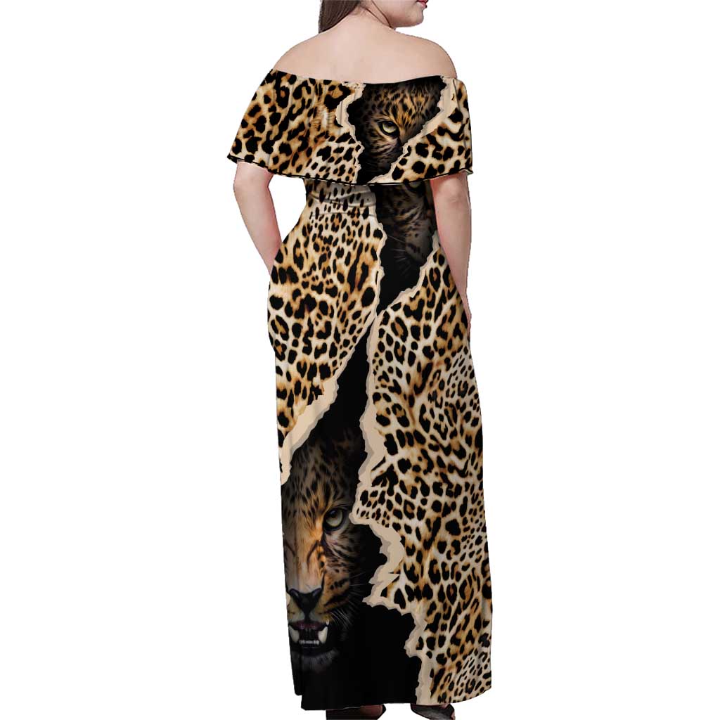 Africa Leopard Skin Pattern Family Matching Off Shoulder Maxi Dress and Hawaiian Shirt Version 02 LT9 - Wonder Print Shop
