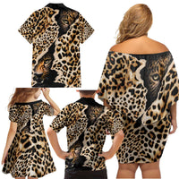 Africa Leopard Skin Pattern Family Matching Off Shoulder Short Dress and Hawaiian Shirt Version 02 LT9 - Wonder Print Shop
