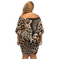 Africa Leopard Skin Pattern Family Matching Off Shoulder Short Dress and Hawaiian Shirt Version 02 LT9 - Wonder Print Shop