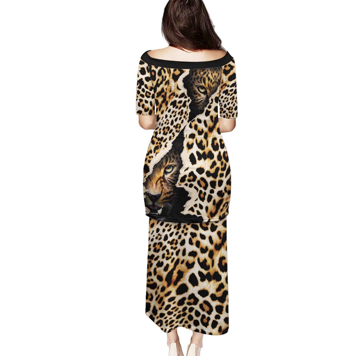 Africa Leopard Skin Pattern Family Matching Puletasi and Hawaiian Shirt Version 02 - Wonder Print Shop