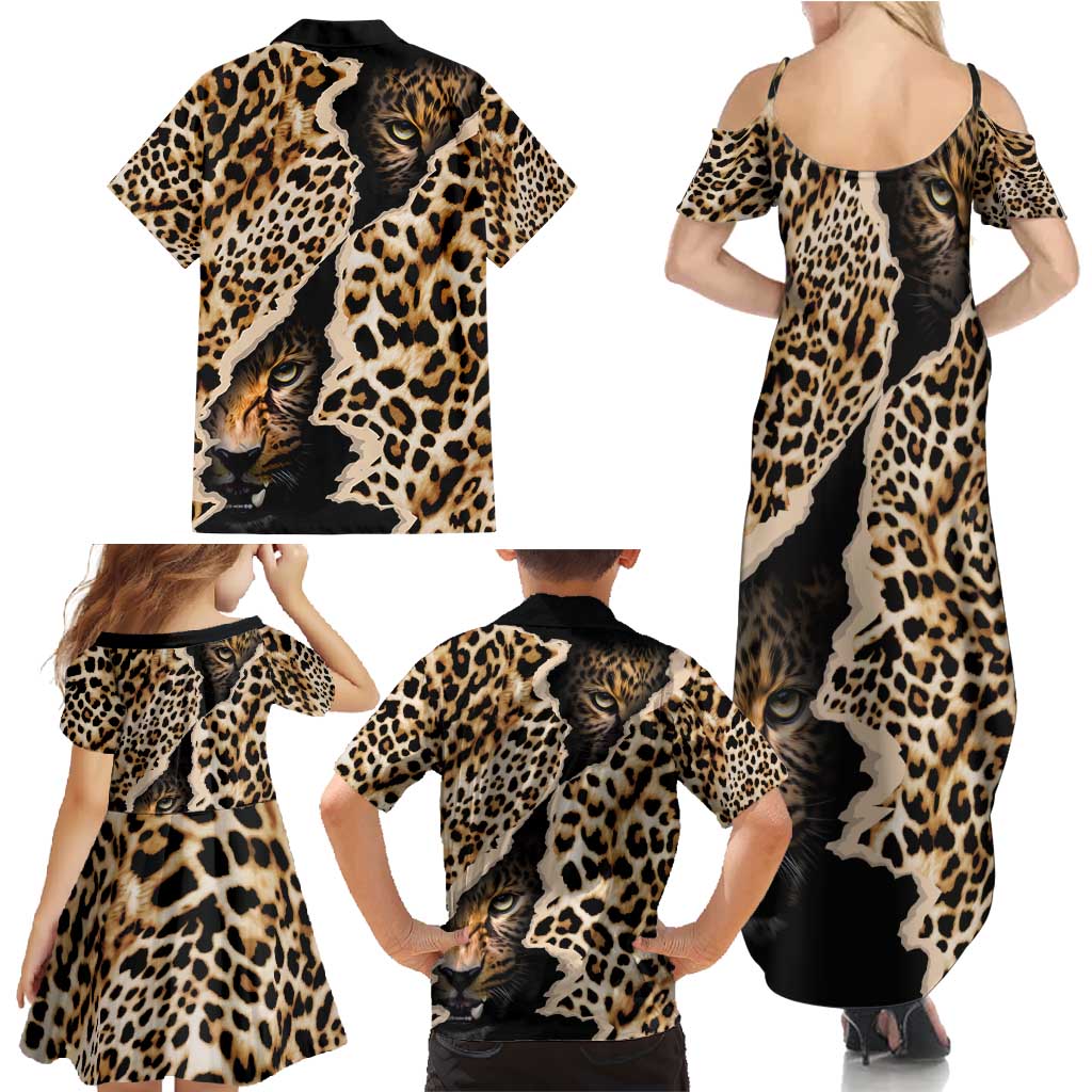 Africa Leopard Skin Pattern Family Matching Summer Maxi Dress and Hawaiian Shirt Version 02 - Wonder Print Shop