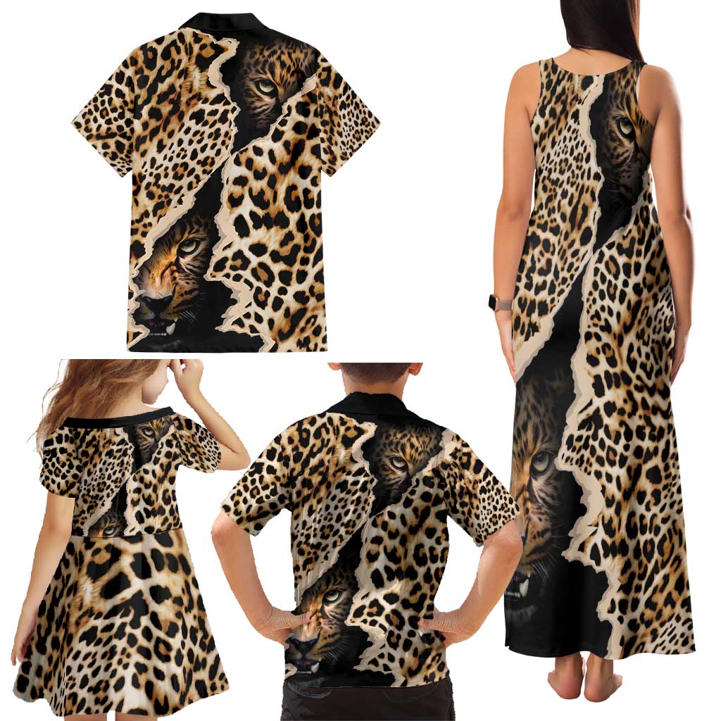 Africa Leopard Skin Pattern Family Matching Tank Maxi Dress and Hawaiian Shirt Version 02 - Wonder Print Shop