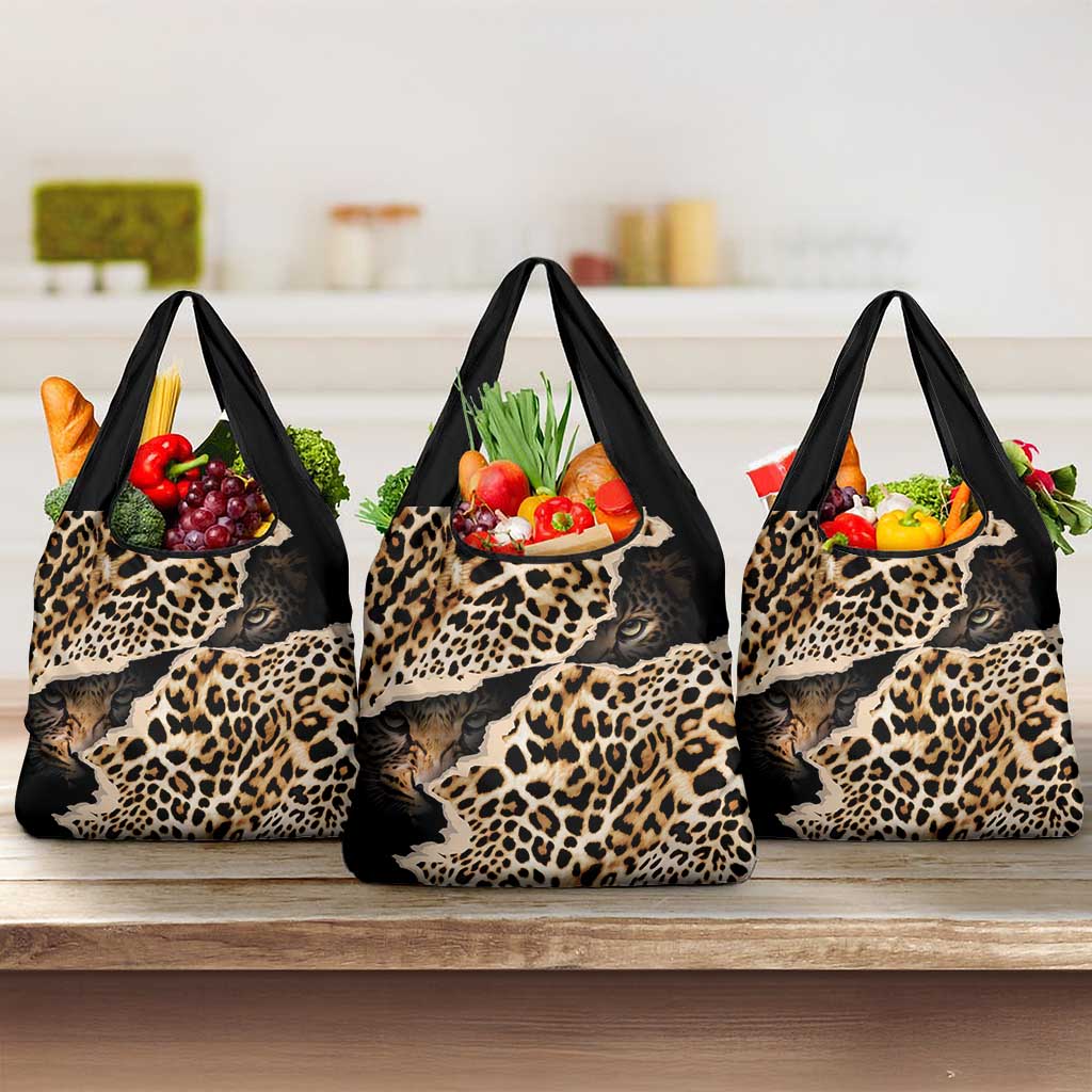 Africa Leopard Skin Pattern Grocery Bag Version 02