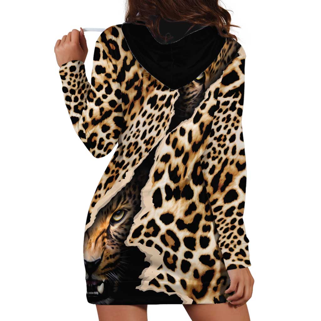 Africa Leopard Skin Pattern Hoodie Dress Version 02 - Wonder Print Shop