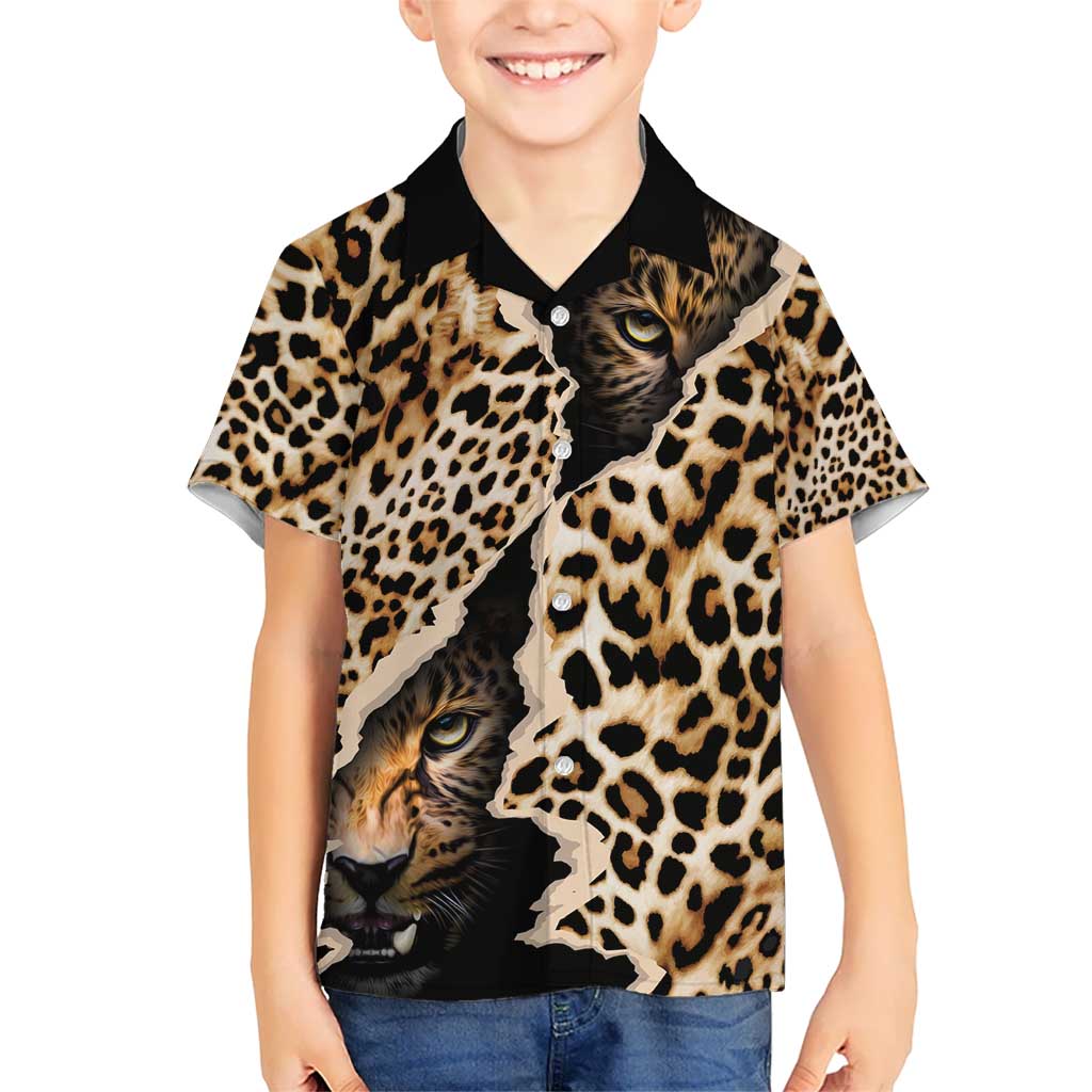 Africa Leopard Skin Pattern Kid Hawaiian Shirt Version 02 - Wonder Print Shop
