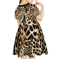 Africa Leopard Skin Pattern Kid Short Sleeve Dress Version 02 - Wonder Print Shop