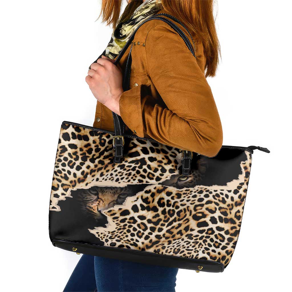 Africa Leopard Skin Pattern Leather Tote Bag Version 02 - Wonder Print Shop