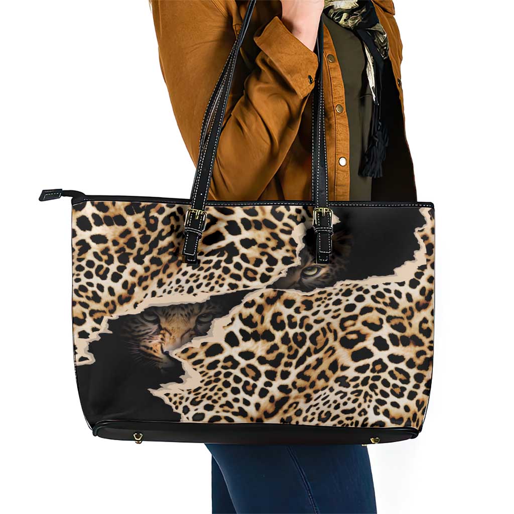 Africa Leopard Skin Pattern Leather Tote Bag Version 02 - Wonder Print Shop