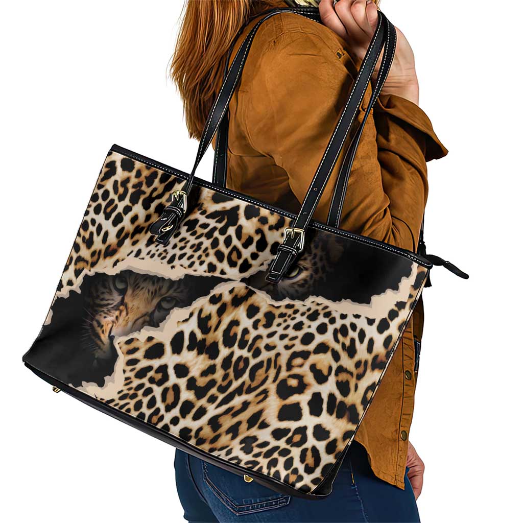 Africa Leopard Skin Pattern Leather Tote Bag Version 02 - Wonder Print Shop