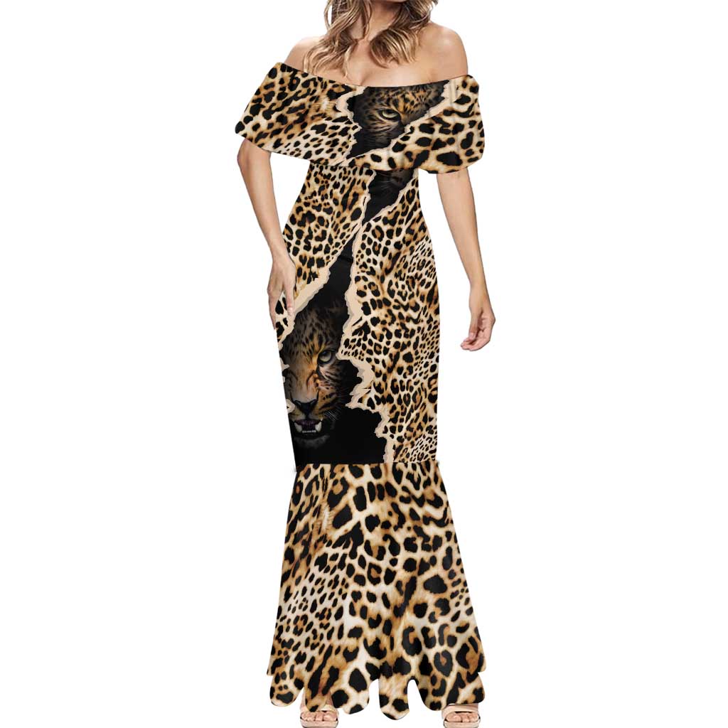 Africa Leopard Skin Pattern Mermaid Dress Version 02 - Wonder Print Shop